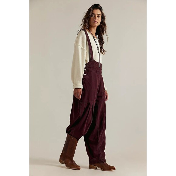 Free People Burgundy Jumpsuit with Cream Top - Picture 3 of 15